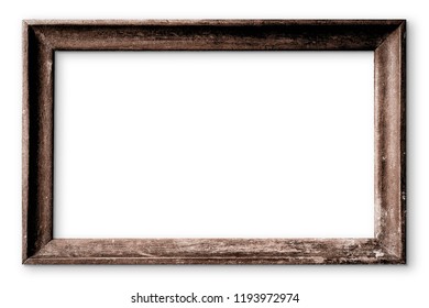 Dark Brown Wood Picture Frame Isolated On White Background