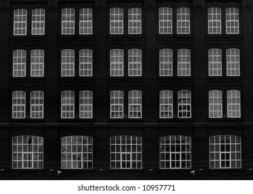 Dark building facade