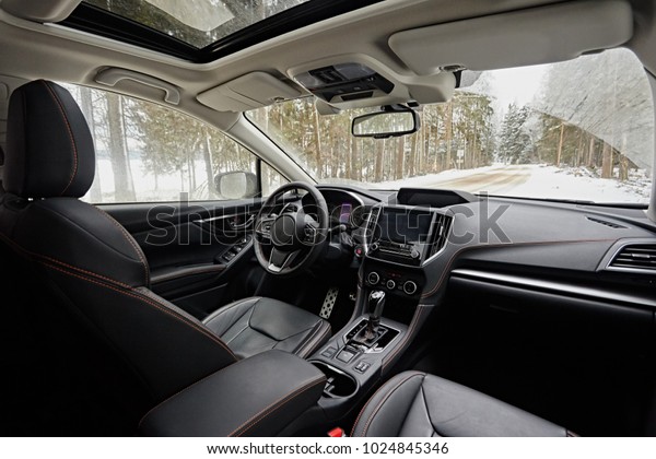 Dark Car Interior Steering Wheel Shift Stock Photo Edit Now