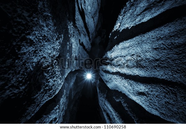 Dark Cave Blue Light Stock Photo Edit Now