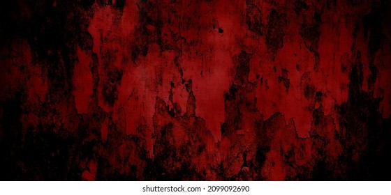 Dark Cement Horror Scary Background. Dark Grunge Red Texture Concrete