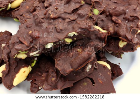 Dark Chocolate Bark with Healthy Ingredients of Nuts, Seeds and High Protein/Fibre Lupin Flakes 
