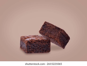Dark chocolate brownie cakes on a brown background. toning