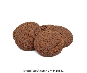 Dark chocolate brownie cookies on white background