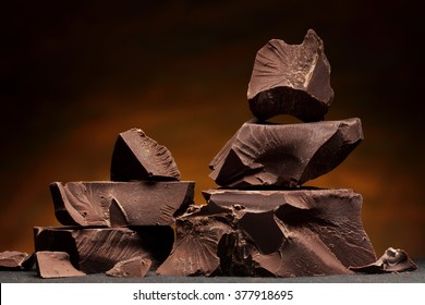 Dark Chocolate   Chunks Isolated 