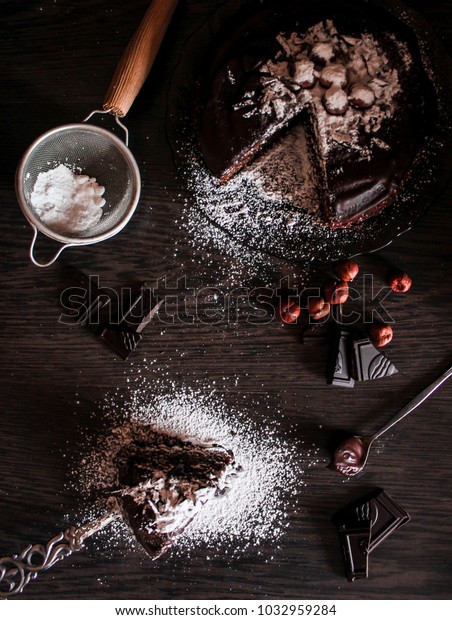 Dark Chocolate Delight Brownie Italian Cake Food And Drink Stock Image 1032959284