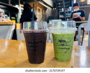 Dark Chocolate Drink Low Sugar And Matcha Low Sweet, 19 June 2022, Buriram Province.