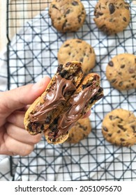 Dark Chocolate With Nutella Stuffing Cookies