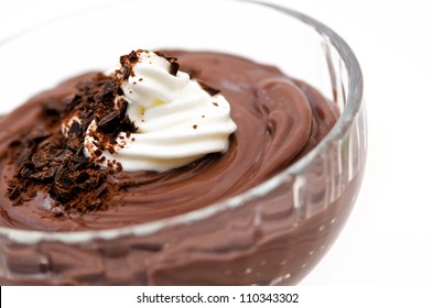 Dark Chocolate Pudding With Whipped Cream