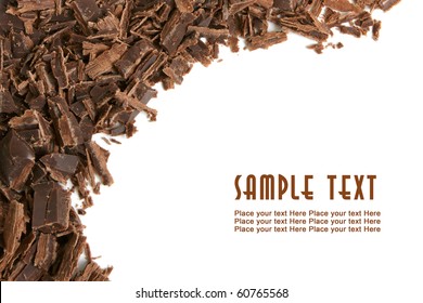 Dark Chocolate Shavings On A White Background