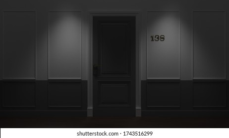 Dark Closed Hotel Room Door