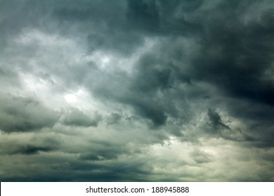 Dark Clouds Across The Sky Before Heavy Rain