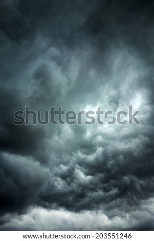 Dark clouds across the sky before heavy rain 