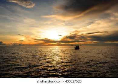 dark clouds background of sunsrt ,a thunder-storm in the sea.