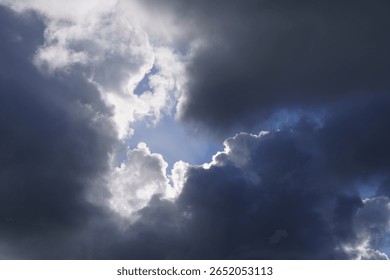 Dark clouds. Dramatic sky. Storm clouds. Texture, background, graphic resources, design, copy space. Meteorology, sky, storm, concept of danger.