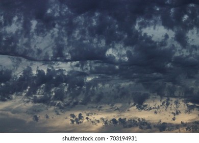 dark clouds in the evening sky