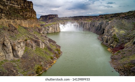 Dark Clouds Gather Above Shoshone Falls In The Spring Time