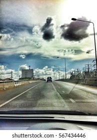 dark clouds on the road