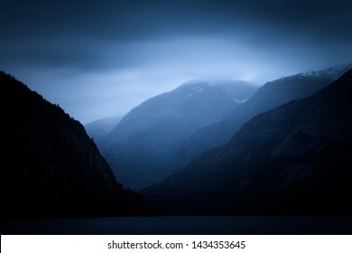 Dark clouds over the mountains
