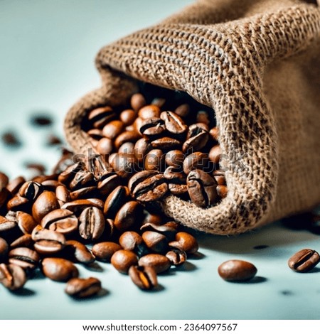 Photo of Dark coffee beans in a cloth bag free image high quality 