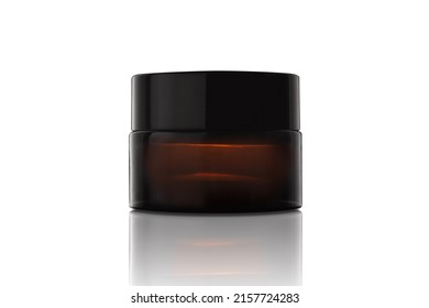 Dark Color Glass Cosmetic Jar Mockup. Cosmetic Product For Skin Care.