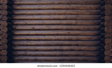 Dark Colored Wooden Cabin Wall Texture Background