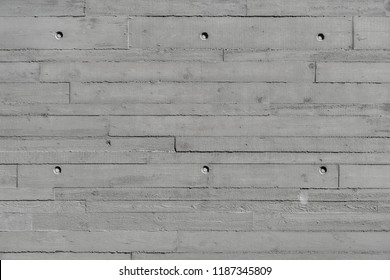 Dark Concrete Background Surface, Texture Of Wooden Formwork Stamped On Raw Concrete Wall As Background