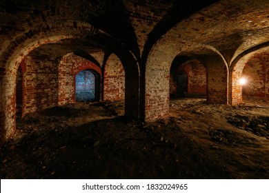 Dark And Creepy Vaulted Red Brick Dungeon