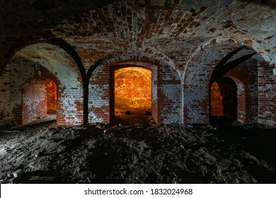 Dark And Creepy Vaulted Red Brick Dungeon