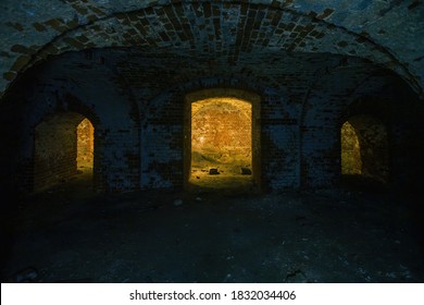 Dark And Creepy Vaulted Red Brick Dungeon