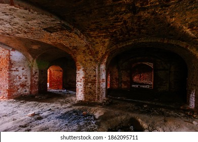 Dark And Creepy Vaulted Red Brick Dungeon