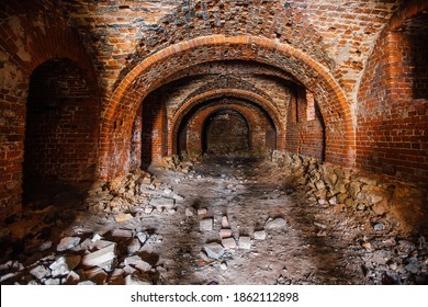 Dark And Creepy Vaulted Red Brick Dungeon