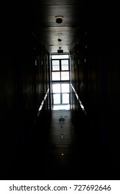the dark and  dim fire exit in the building