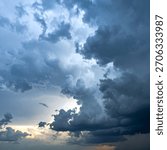 Dark dramatic cloudscape forming before heavy storm showing energy of nature