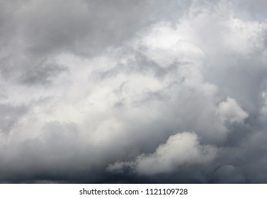 Dark and dramatic cloudy sky (Cumulonimbus) before thunderstorm and rain coming, Summer in GA USA.