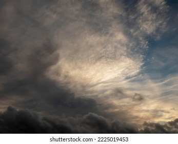 Dark dramatic cloudy sky. Nature background for design.