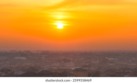 Dark Dramatic Sky Horizon Epic Sunset Clouds Landscape with Black Asphalt Floor. High quality photo