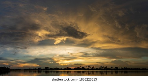 Dark Dramatic Sky With Thick Clouds After Sunset