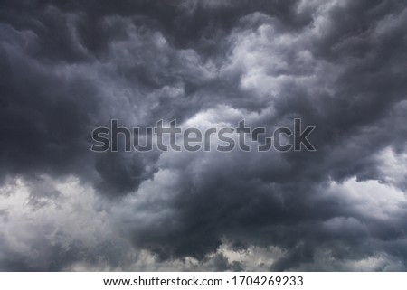 Dark and dramatic storm clouds before thunderstorm