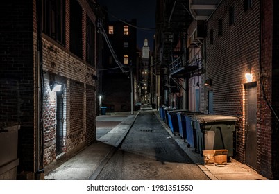 Dark Empty Alley Night Stock Photo 1981351550 