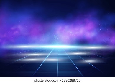 Dark empty scene, blue neon searchlight light, wet asphalt, smoke, night view, rays.
 - Powered by Shutterstock - Get 15% off with code: PIKWIZARD15