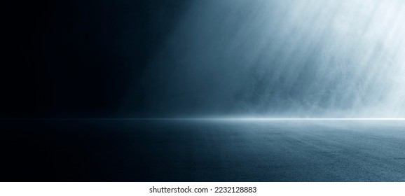 A dark empty street, dark blue background, an empty dark scene, neon light, spotlights The asphalt floor and studio room with smoke float up the interior texture. night view - Powered by Shutterstock