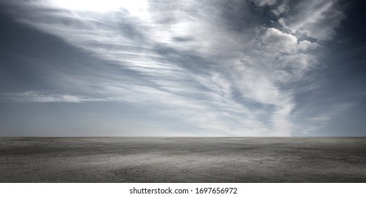 Dark Floor Background with Dramatic Sky and Scenic Clouds Panoramic Horizon Scene - Shutterstock ID 1697656972