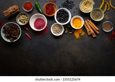 Dark Food Background Spice Set Stock Photo 1555125674 | Shutterstock