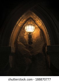 Dark Gothic Dungeon With Lantern