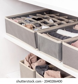 Dark Gray Closet Organizers Drawer Divider. Order In Closet. Laundry Organizers For Wardrobe Of Different Sizes