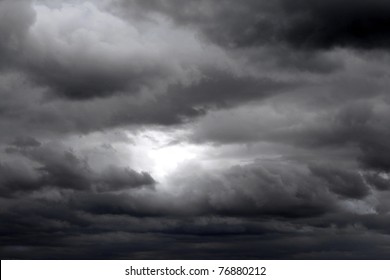 Dark Gray Clouds In Dramatic Stormy Sky