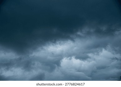 Dark gray sky cloudy environment. Meteorology danger windstorm disasters climate. Dramatic dark storm rain clouds black sky background. Dark cloudscape storm disaster gloomy gray cloud sky. Nimbus