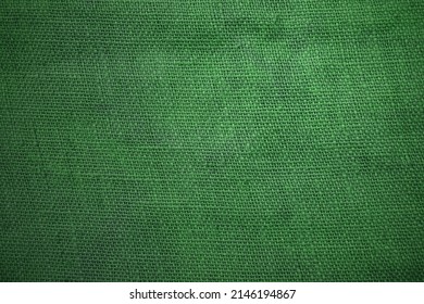 Dark Green Burlap Cotton Background Texture