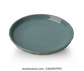 Dark green ceramic plate isolated on white background - Powered by Shutterstock